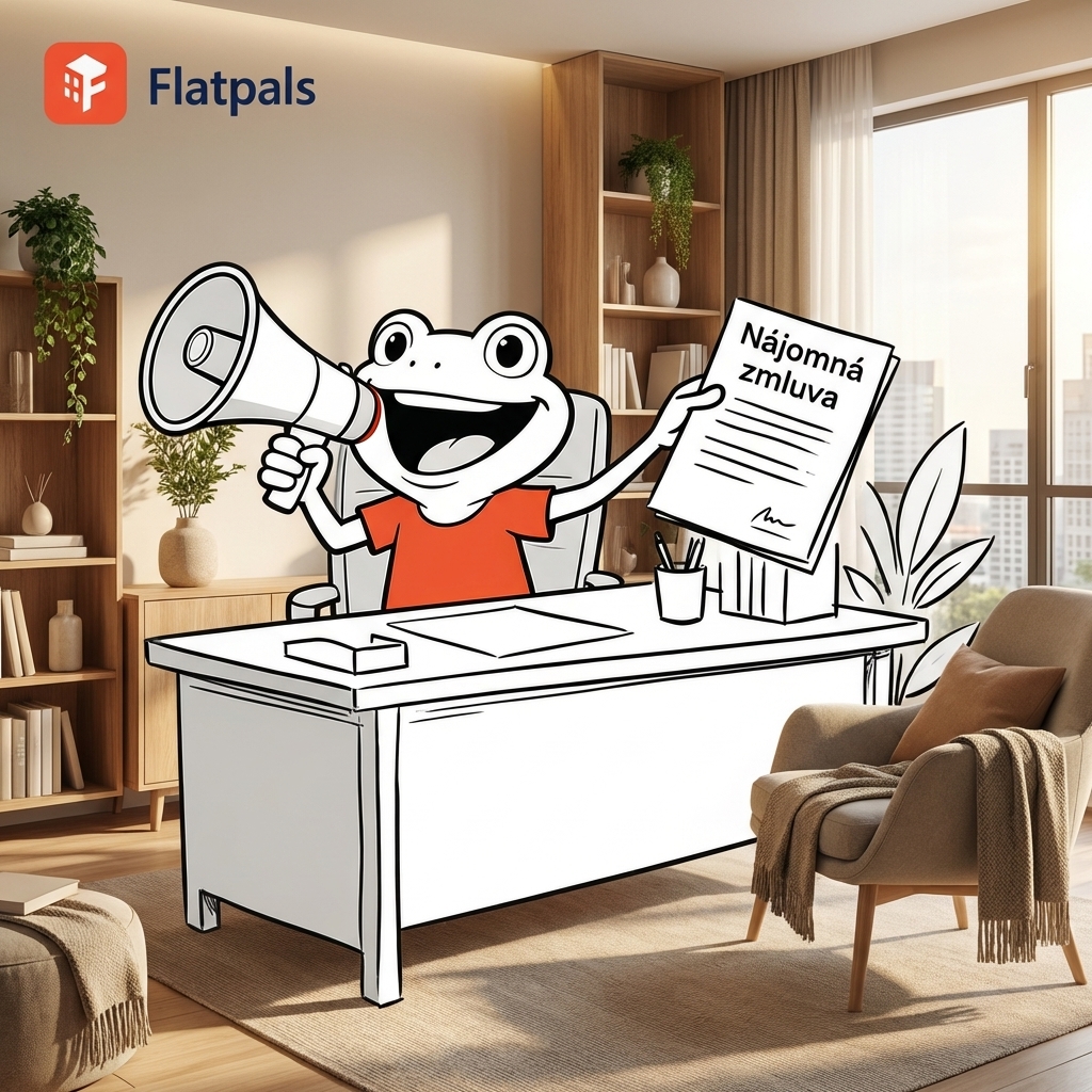 Maskot Flatpals ve světlém moderním pokoji